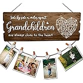 Buecasa Gifts for Grandma from Grandson and Granddaughter - Nana Grammy Birthday Gifts Picture Holder with 6 Heart Clips 15.8x6.0 Inches