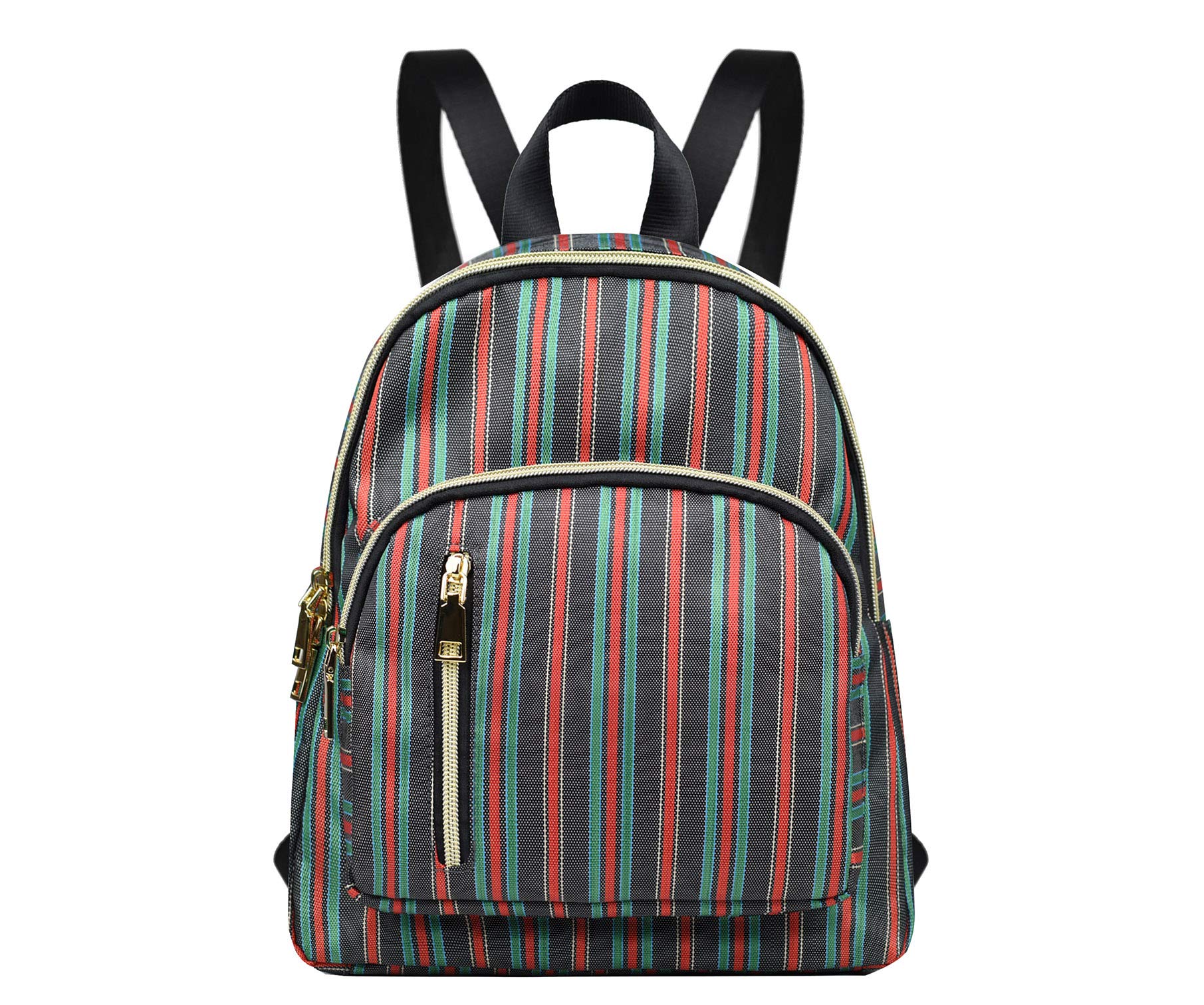 YANAIER Mini Backpack Purse for Women Girls Fashion Anti-theft Water Repellent Rucksack Ladies School Bag Redgreen Stripe