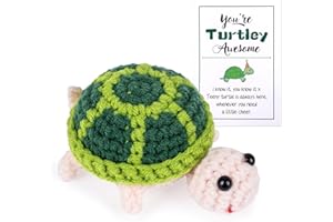 Maziky Funny Positive Turtle Mini Crochet Sea Turtle with Positive Affirmations Cards for Inspirational Novelty Gifts (Positive Turtle, 1P)