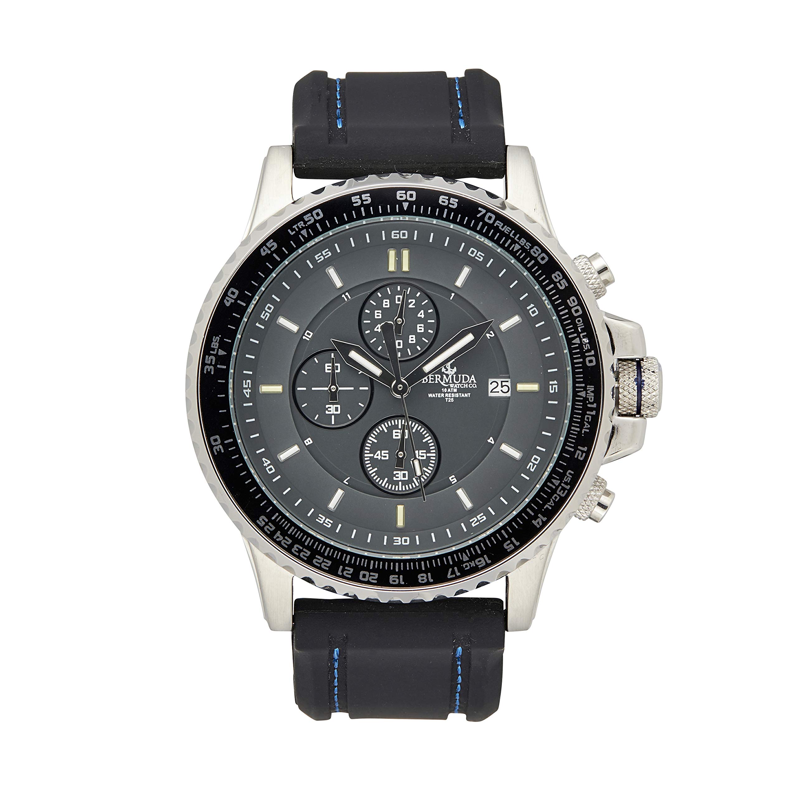 Bermuda Watch co Tuckers Interchangeable, Black, Silver and Orange GTLS Chronograph Watch Mens