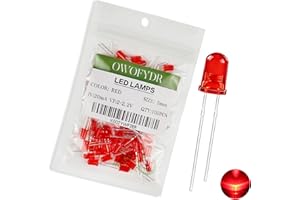 OWOFYDR 100pcs 5mm Red Diffused Dimmable LED diode lamp (Color Lens Frosted Round DC 2V 20mA) Lighting Bulb lamp Electronic Component Indicator Light Emitting diode