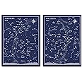 FOLLYGRAPH Little and Big Astronomer Prints - 12x16 -Map of The Sky Constellations Posters: Northern Sky, Southern Sky