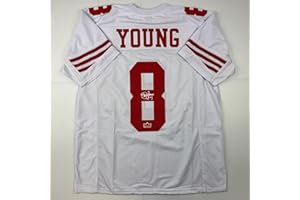 HOFSM.COM HALL OF FAME SPORTS MEMORABILIA Facsimile Autographed Steve Young San Francisco White Reprint Laser Auto Football Jersey Size Men's XL
