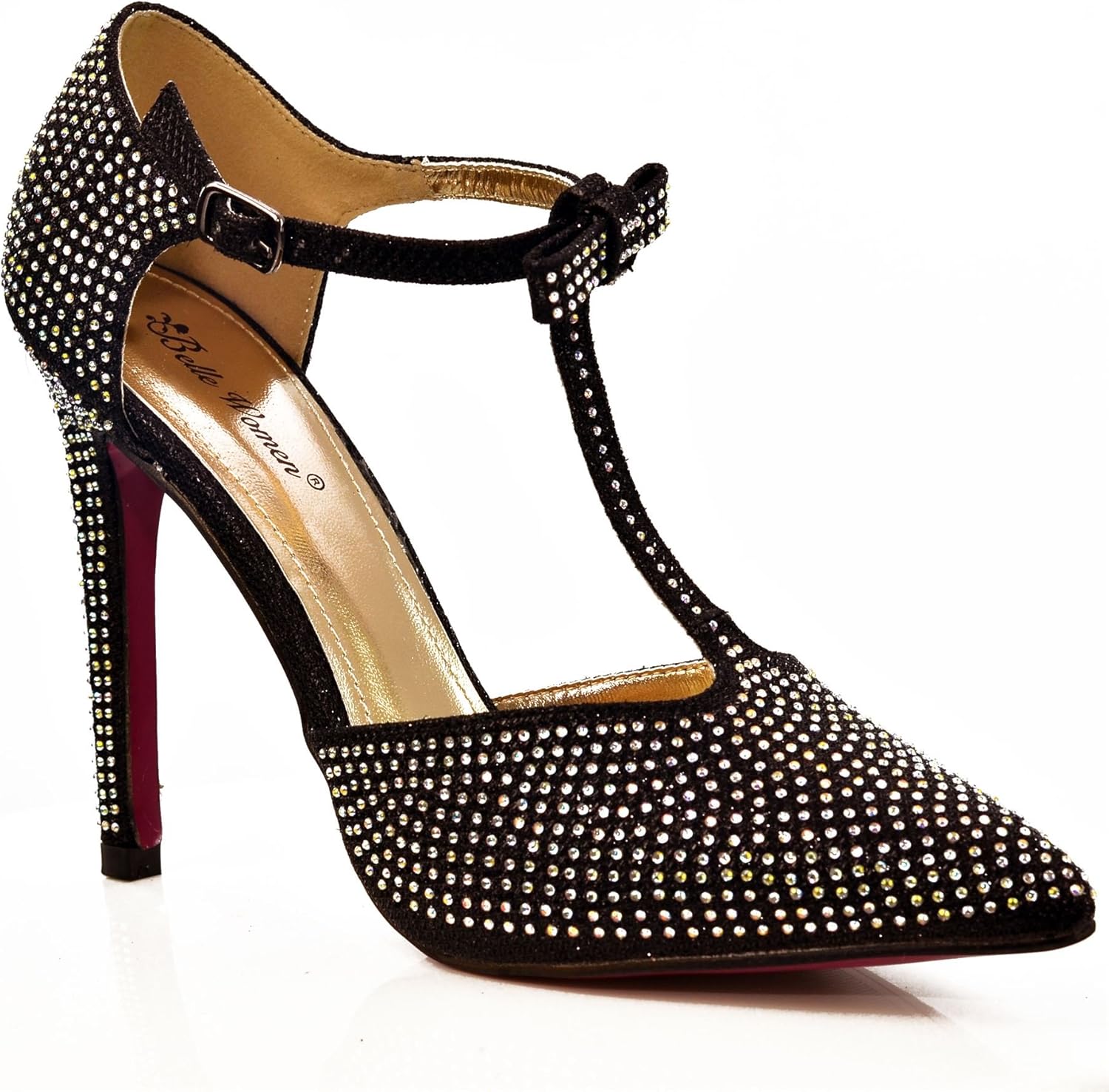 FantasyShoes Women's High Heel Ankle Strap Bow Pointed Toe