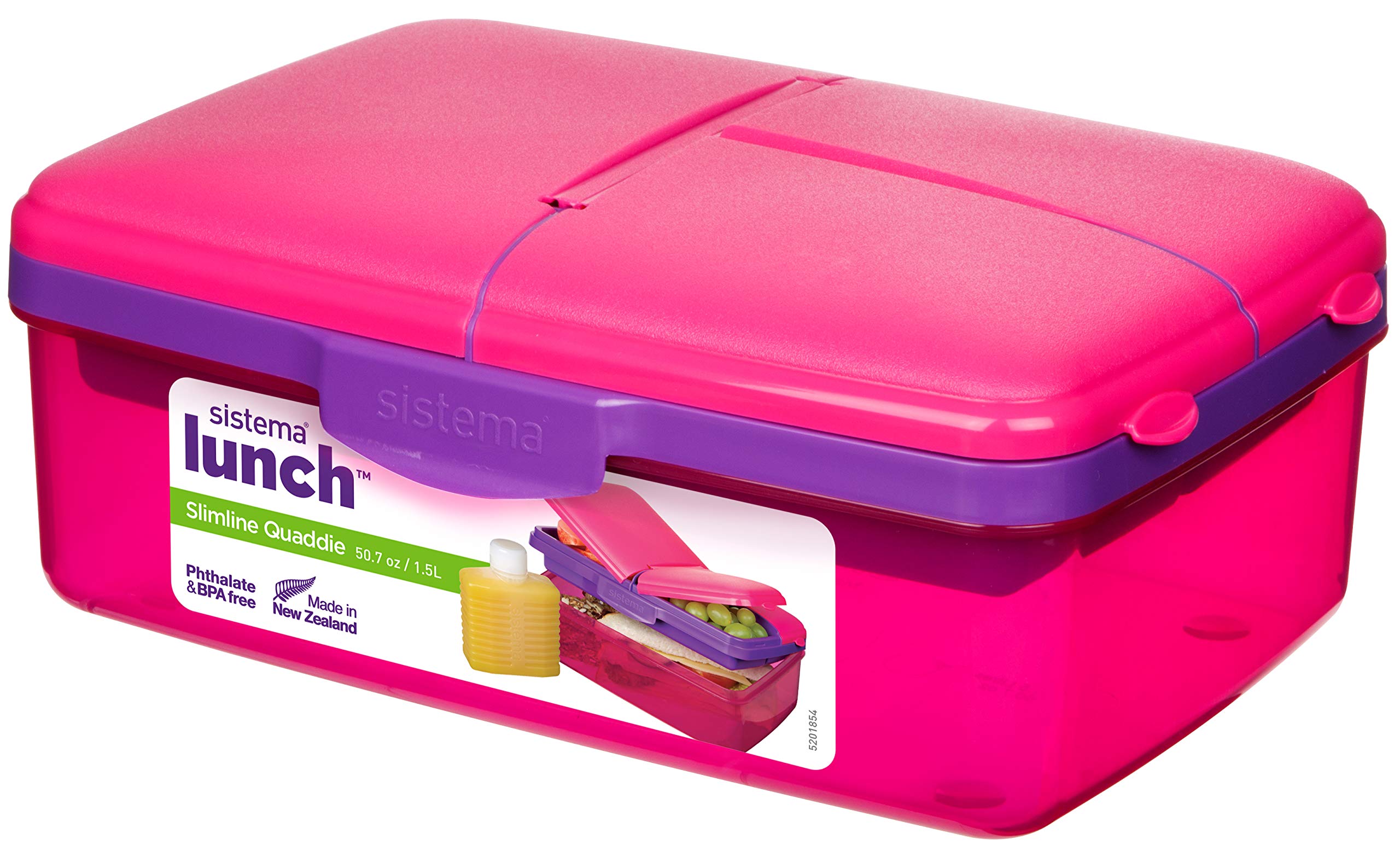 Sistema Slimline Quaddie Lunch Box, Pink Buy Online in United Arab