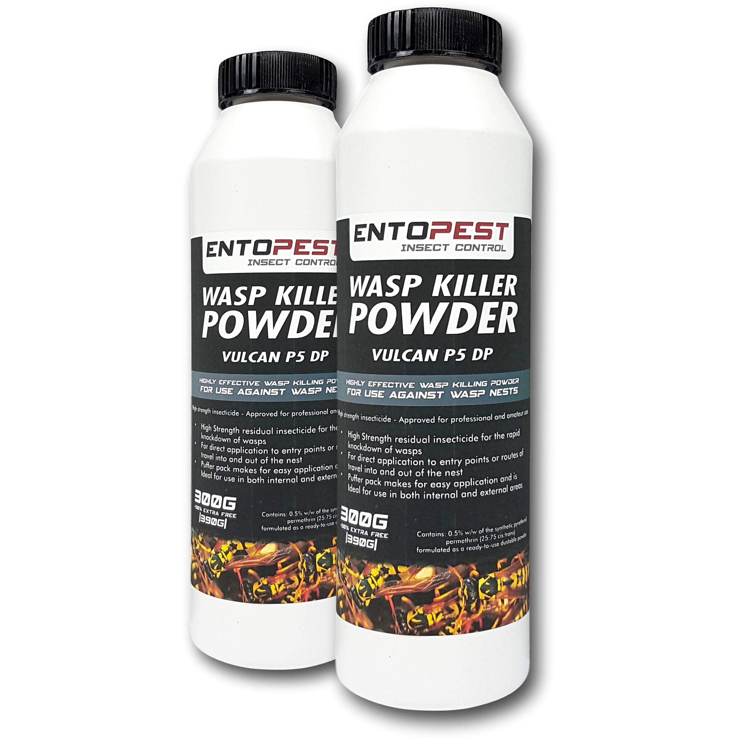 Entopest Wasp Nest Killer Powder for Home & Garden Use - Fast, Professional Strength, HSE Approved Control (Vulcan P5 DP, 2 x 390g)