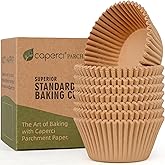 Caperci 225pcs Parchment Cupcake Liners - Standard Muffin Cups for Baking | Unbleached, Excellent Greaseproof & Non-Stick Nat