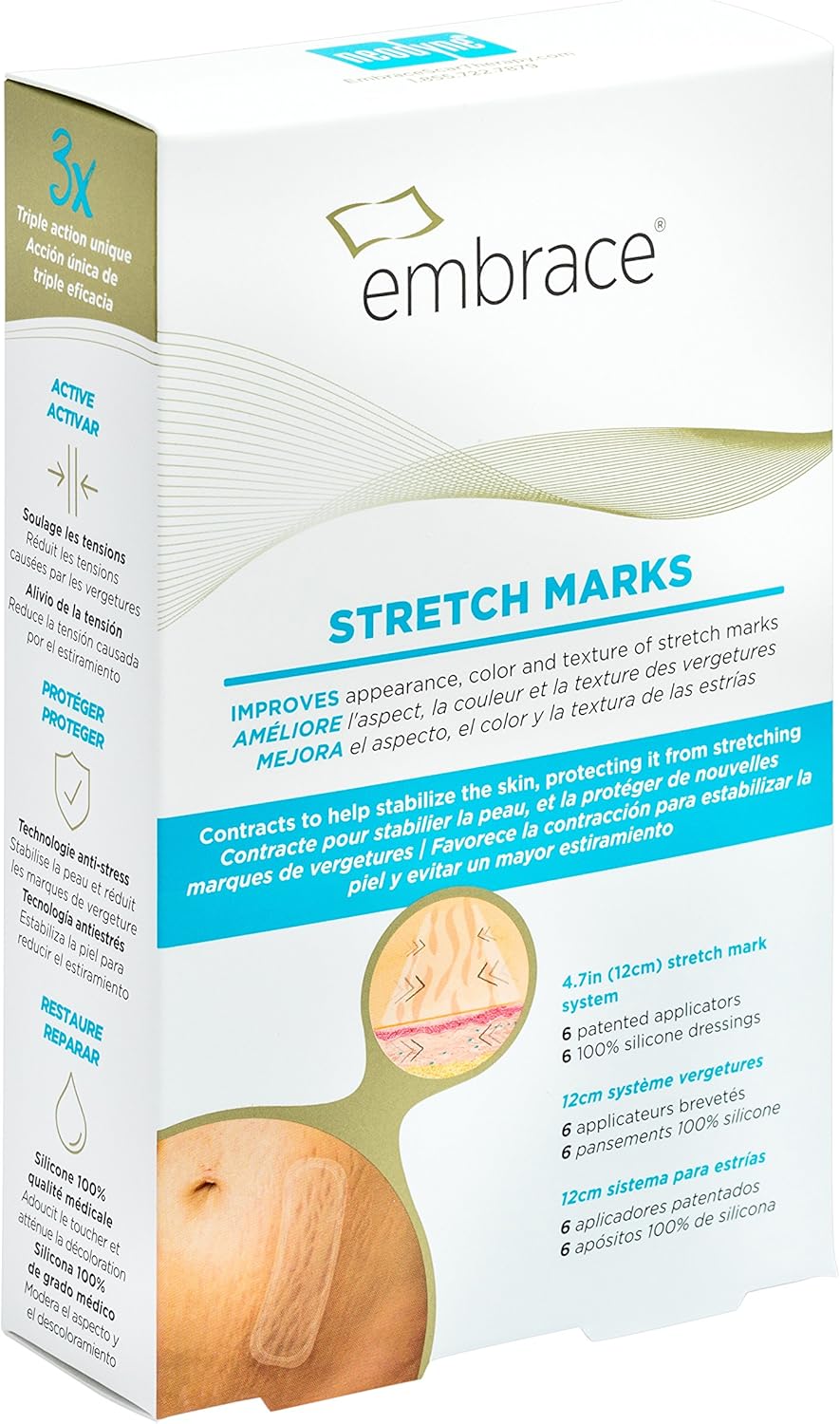 Embrace Stretch Marks Management Silicone Treatment Sheet for Red and