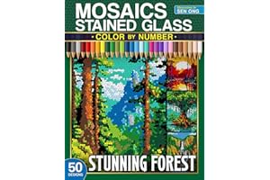 Stunning Forest Stained Glass Mosaics Color by Number: 50 Majestic Forest Landscapes from Around the World