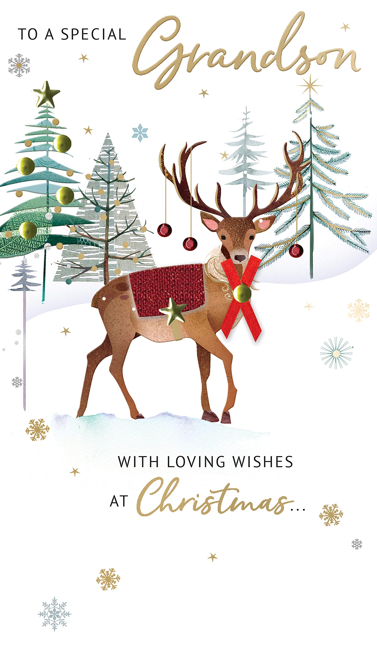 To A Special Grandson Embellished Christmas Card Hand-Finished Champagne Cards XCDC377