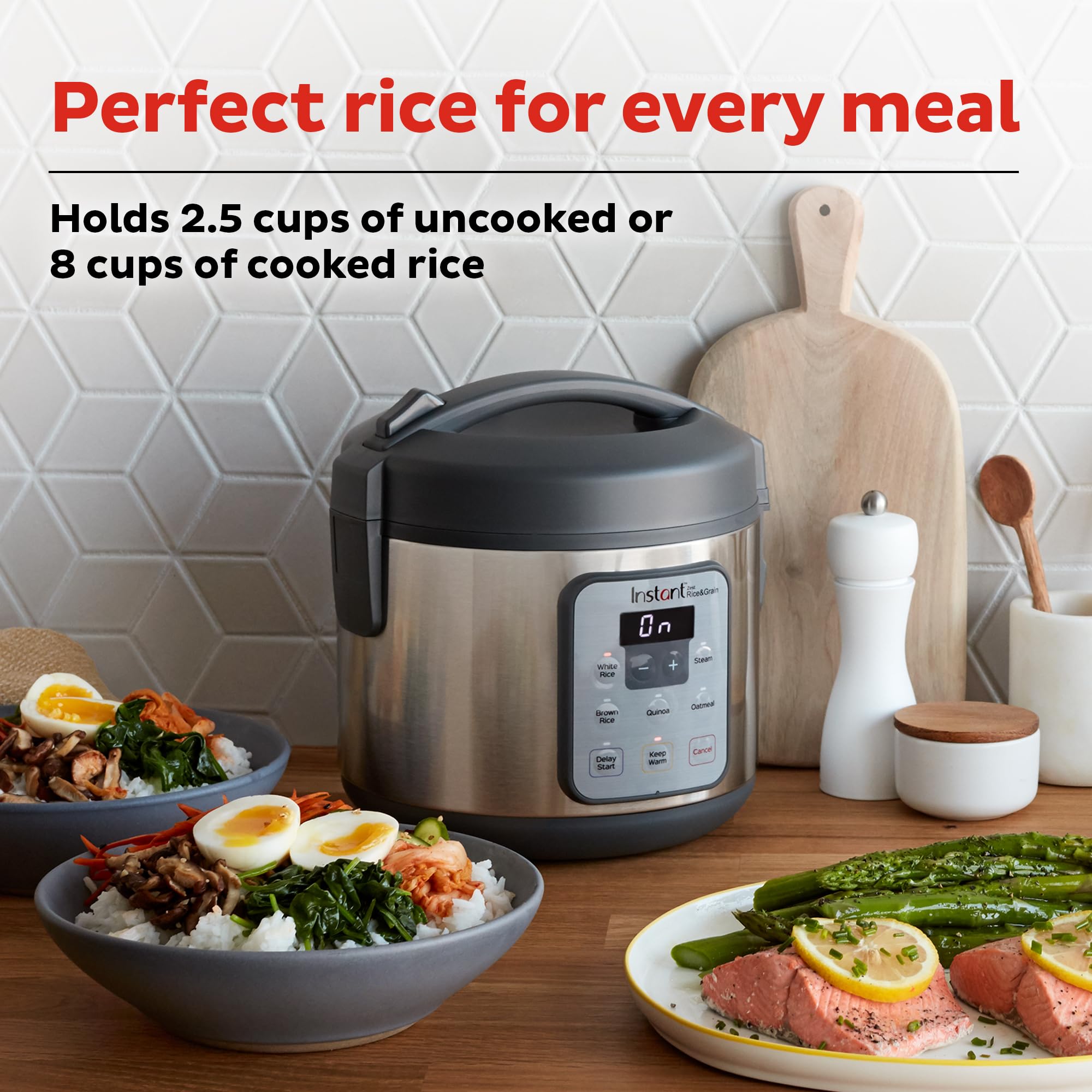 Instant Pot Zest 8 Cup One Touch Rice Cooker, From the Makers of Instant Pot, Steamer, Cooks Rice, Grains, Quinoa and Oatmeal, 8-cup cooked/4-cup uncooked, No Pressure Cooking Functionality