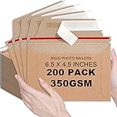 party greeting 200 Pcs 6.5 x 4.5 Rigid Mailers with Self Seal Envelopes Stay Flat Photo Mailers Sports Cards Rigid Envelopes for Postcard CD Comic Book Card Shipping Protector(Kraft)