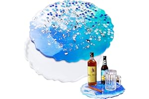 NiArt Large Irregular Edges Round Tray 13.4” Epoxy Resin Casting Silicone Mold, DIY Rolling Tray Jewelry Holder Coaster Platter Storage Plate Art Craft Faux Druzy Geode Agate Handcraft Home Decor Gift