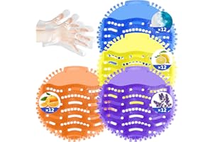 48 Pack Urinal Deodorizer Screens with 100 Gloves Odor Protection Urinal Cakes 3D Wave Anti-Splash Deodorizer Pads for Men To