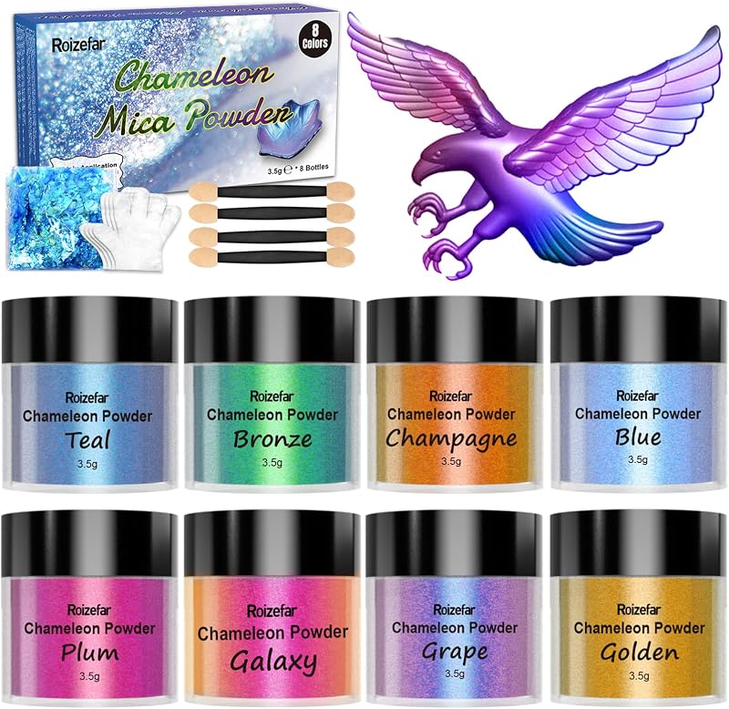 Roizefar Chameleon Mica Powder 8 Colours 3.5g Epoxy Resin Pigment