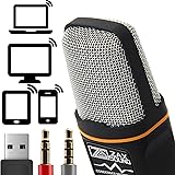 Professional Cardioid Condenser Microphone With Tripod Stand for PC, Laptop, iPhone, iPad, Android Phones, Tablets, xBox and YouTube Recording by ZaxSound