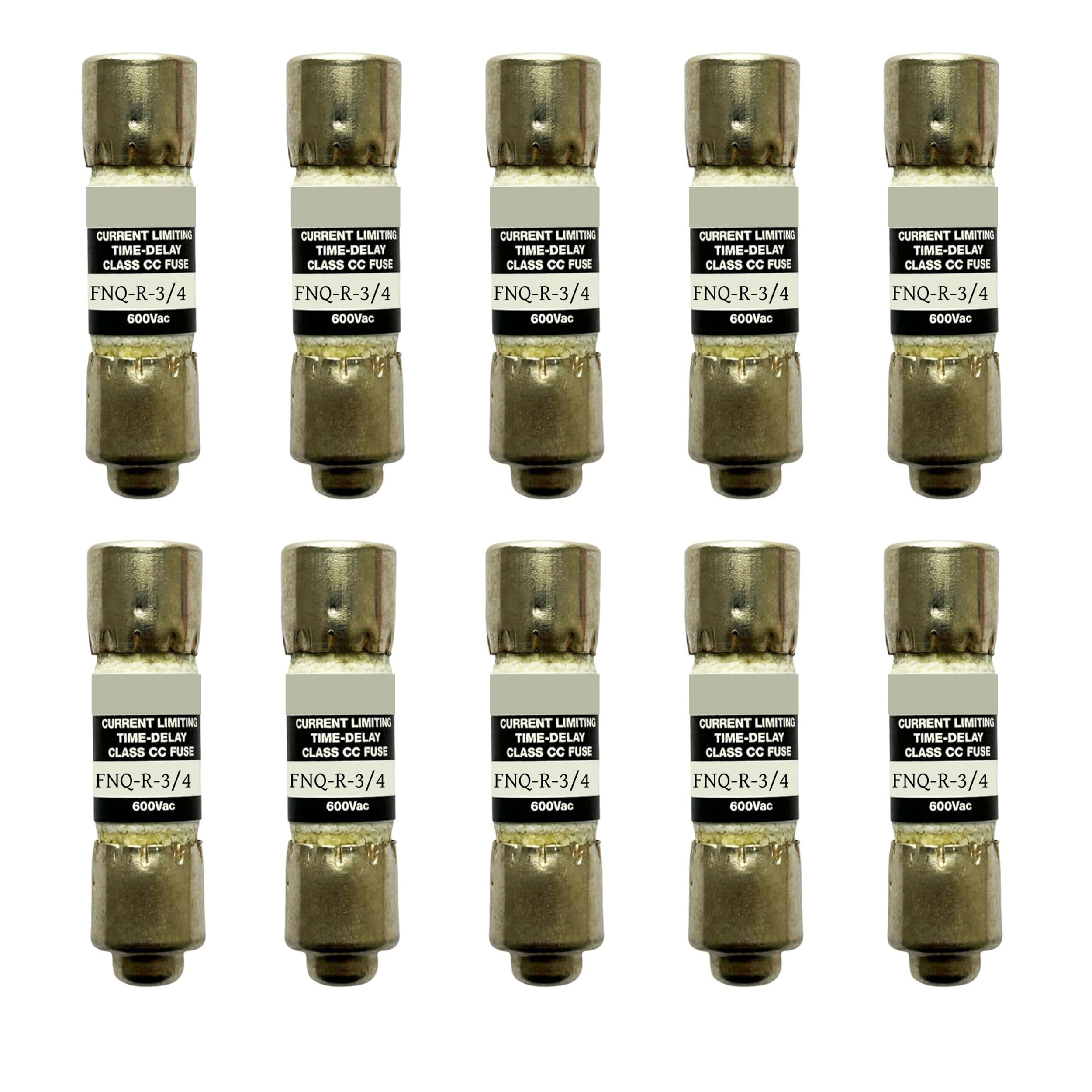 Photo 1 of 10-Pack New FNQ-R-3/4 FNQ-R-3/4A FNQ-R 3/4A 0.75A 600Vac Time Delay Fuse?FNQ-R-3/4A Class CC Current Limiting Fuse