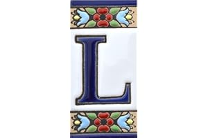 ART ESCUDELLERS House letters 3 inch. Handpainted house letter tiles for signs, addresses and names. Address numbers for houses. House address numbers and letters. Design Design FLORES MINI 2,87" x 1,38" (LETTER L)