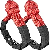 UCEDER Soft Shackle,Synthetic Shackle Rope Recovery Kit with Extra Protective Sleeves(56,000 lbs Breaking Strength) Heavy Duty Tow Shackles for Off-Road, Truck, Jeep, SUV, UTV, ATV (Red)