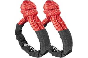 UCEDER Soft Shackle,Synthetic Shackle Rope Recovery Kit with Extra Protective Sleeves(56,000 lbs Breaking Strength) Heavy Duty Tow Shackles for Off-Road, Truck, Jeep, SUV, UTV, ATV (Red)
