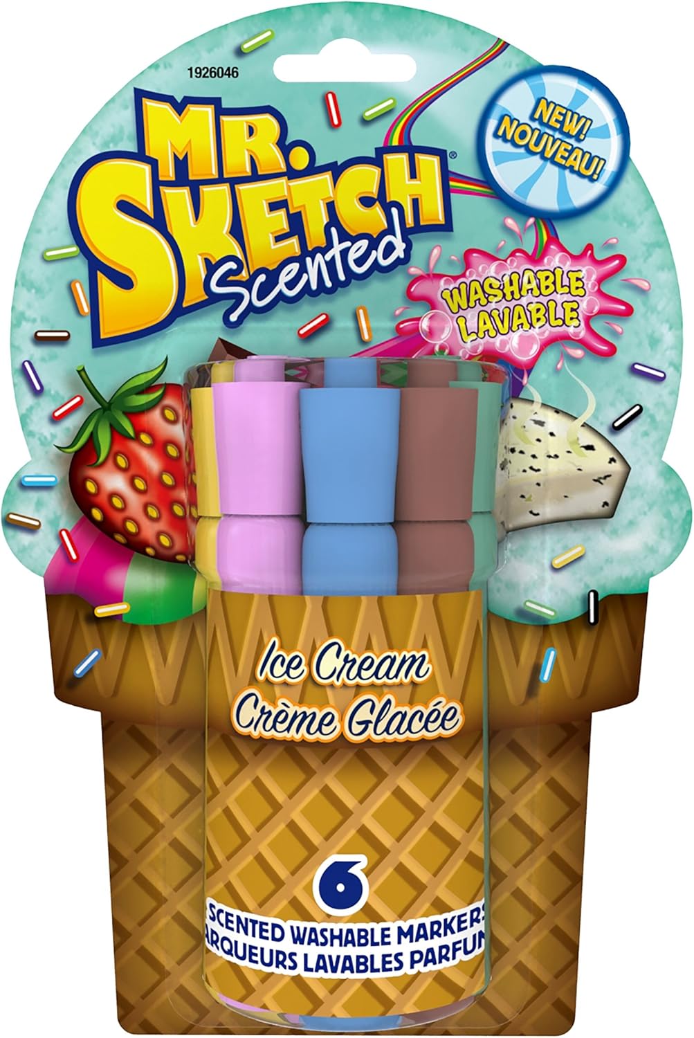 Mr.Sketch Washable Scented Markers, ChiselTip, Set of 6, Ice Cream