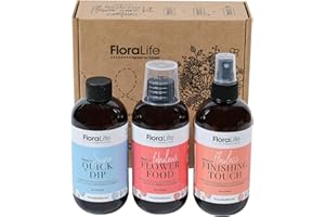 FloraLife Trio Care Kit - Quick Dip, Finishing Touch & Flower Food for Fresh-Cut Flowers - 3 x 8oz