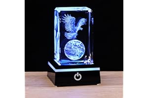 QIANWEI 3D Crystals Eagle Gifts Decor Glass Figurine Eagle Stuff for Room Birthday for Best Friend Lovers Keepsake Paperweight