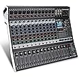 FULODE 12-Channel Bluetooth Studio Audio Mixer 99 Bit DSP Digital Processor w/USB MP3 for PC Recording Input, RCA, XLR Microphone Jack, 48V Power, For Professional and Beginners DJ Mixer