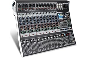 FULODE 12-Channel Bluetooth Studio Audio Mixer 99 Bit DSP Digital Processor w/USB MP3 for PC Recording Input, XLR Microphone Jack, 48V Power, For Professional and Beginners DJ Mixer