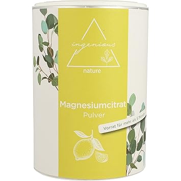 ingenious nature® laborgeprüftes Magnesiumcitrat Pulver 500g - Magnesium-Pulver ohne Zusätze, vegan - mit Messlöffel und Zert
