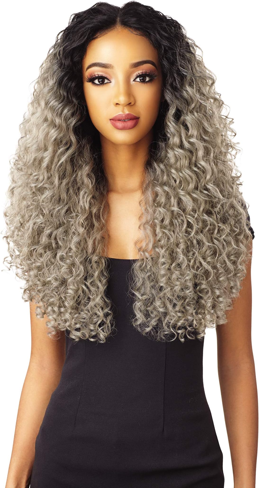 Sensationnel 100% Premium Fiber Cloud9 Vixen 4-Way Multi Parting Swiss Lace Wig - VIXEN DEEP SPIRAL 24 (T1B/MATTELAVENDER [T:Off Black, B:Matte Lavender])
