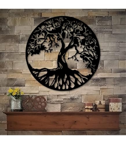 WLLWMYLY Grand Arbre De Vie En Métal - Sculpture Murale En Forme D