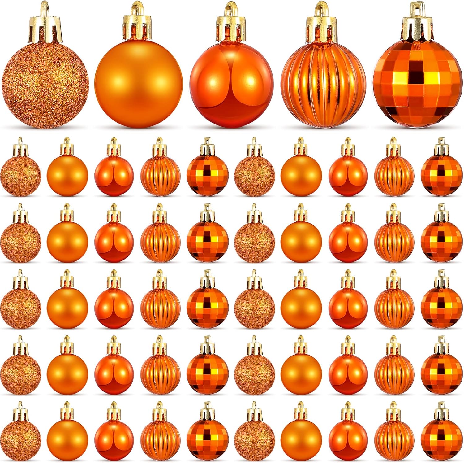 Ornaments - 50 Pieces Halloween Orange Ball Ornaments Hanging Christmas Tree Decoration Balls Small Ornaments Hanging Tree Ornaments for Xmas Decors Wreath Tabletop Tree Decorations Holiday and Party Decoration