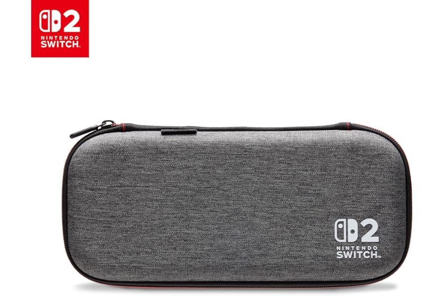 PowerA Slim Case for Nintendo Switch 2 - Dark Heather Grey, Officially Licensed, Protective Case, Holds 10 Game Cards, Padded Screen Protector, Built-in Play Stand