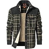 Zaitun Men's Sherpa Lined Flannel Corduroy Plaid Shirt Long Sleeve Button Up Jacket Fleece Coat For Men With Pocket