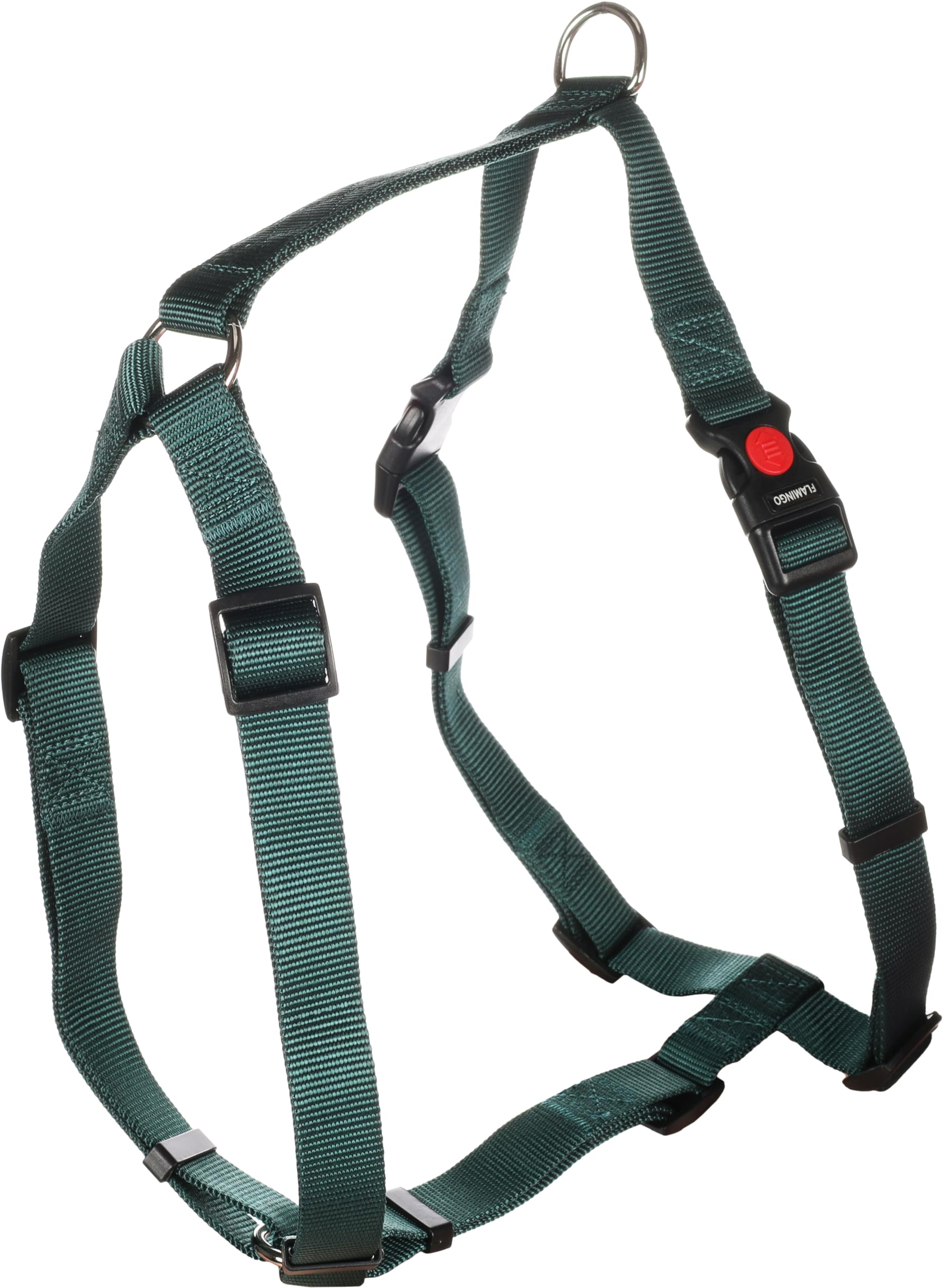 Flamingo Dog Harness H-shape Ziggi Dark green XL 70-110cm 85-120cm 25mm