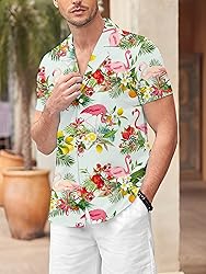 LuckLemocor Hawaiian Shirt Men Beach Button Down