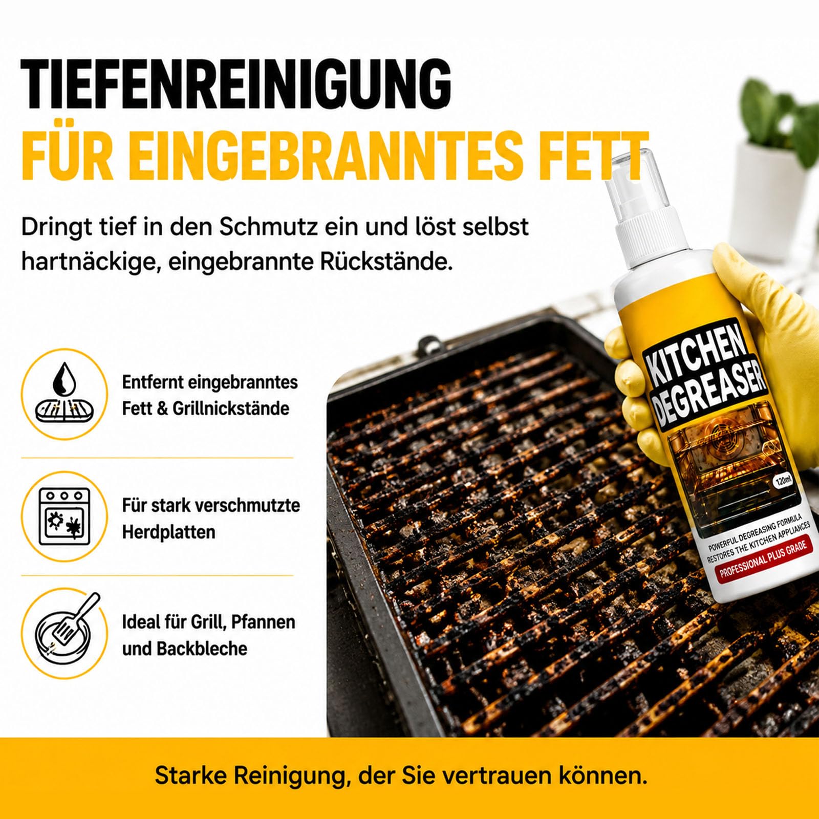 120ML Grillreiniger Extra Stark, Backofenreiniger & KüChenreiniger, Gegen Eingebranntes Fett & öL, Backofen Herdplatte Grill (2PCS) 4