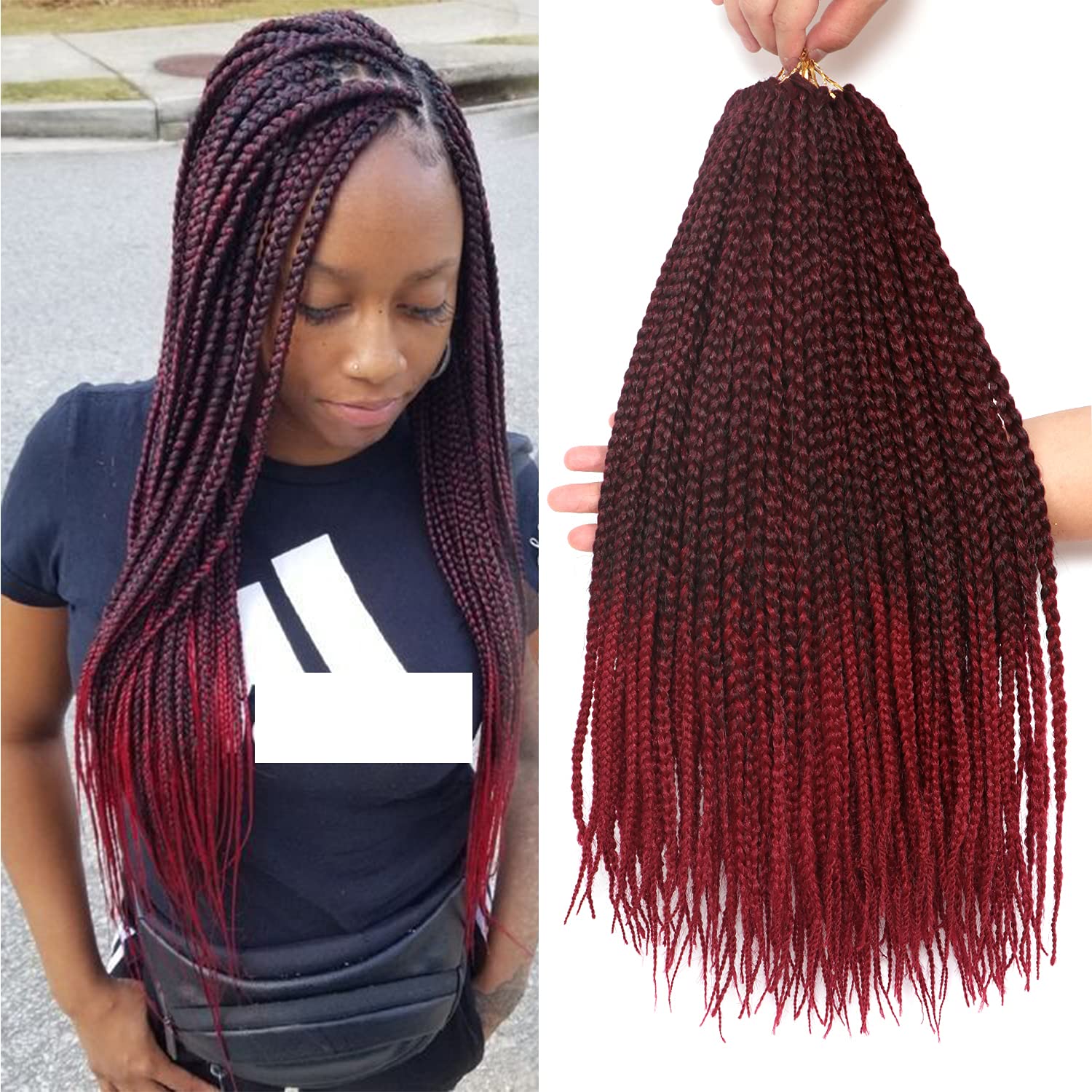 7Packs Box Braids Crochet Hair Extensions Pre-Looped for Black Women - 18 Inch Pack of 7, #T-bug — image 1
