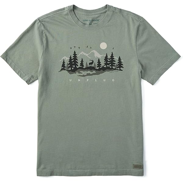 T-shirt Homme Life Is Good Bleu Simplifier Coton Graphique Randonnée Camping