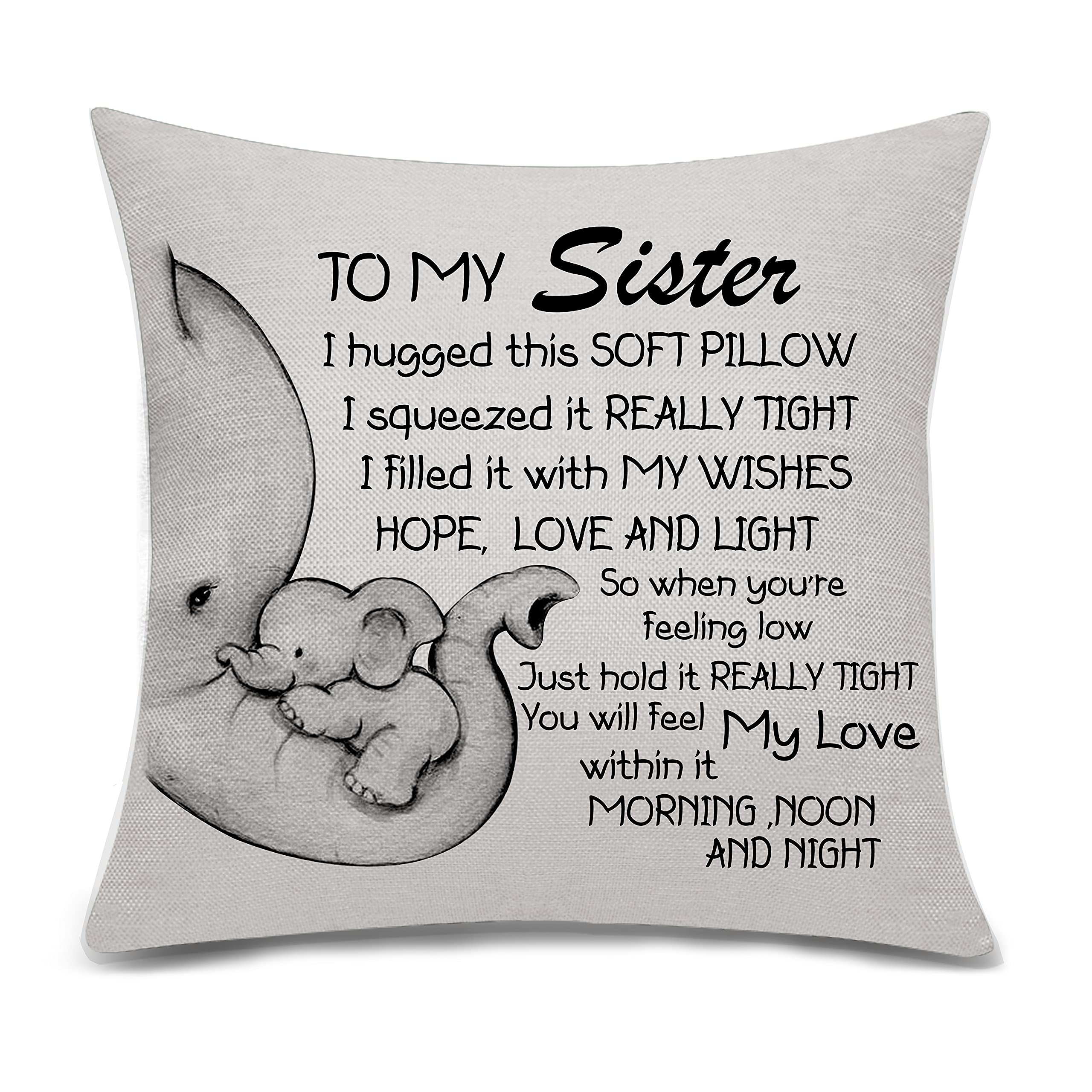 Bacmaxom Sister Gifts from Sister Brother Cushion Cover Pillowcase Cushion Case Throw Pillow Cover for Sister Birthday