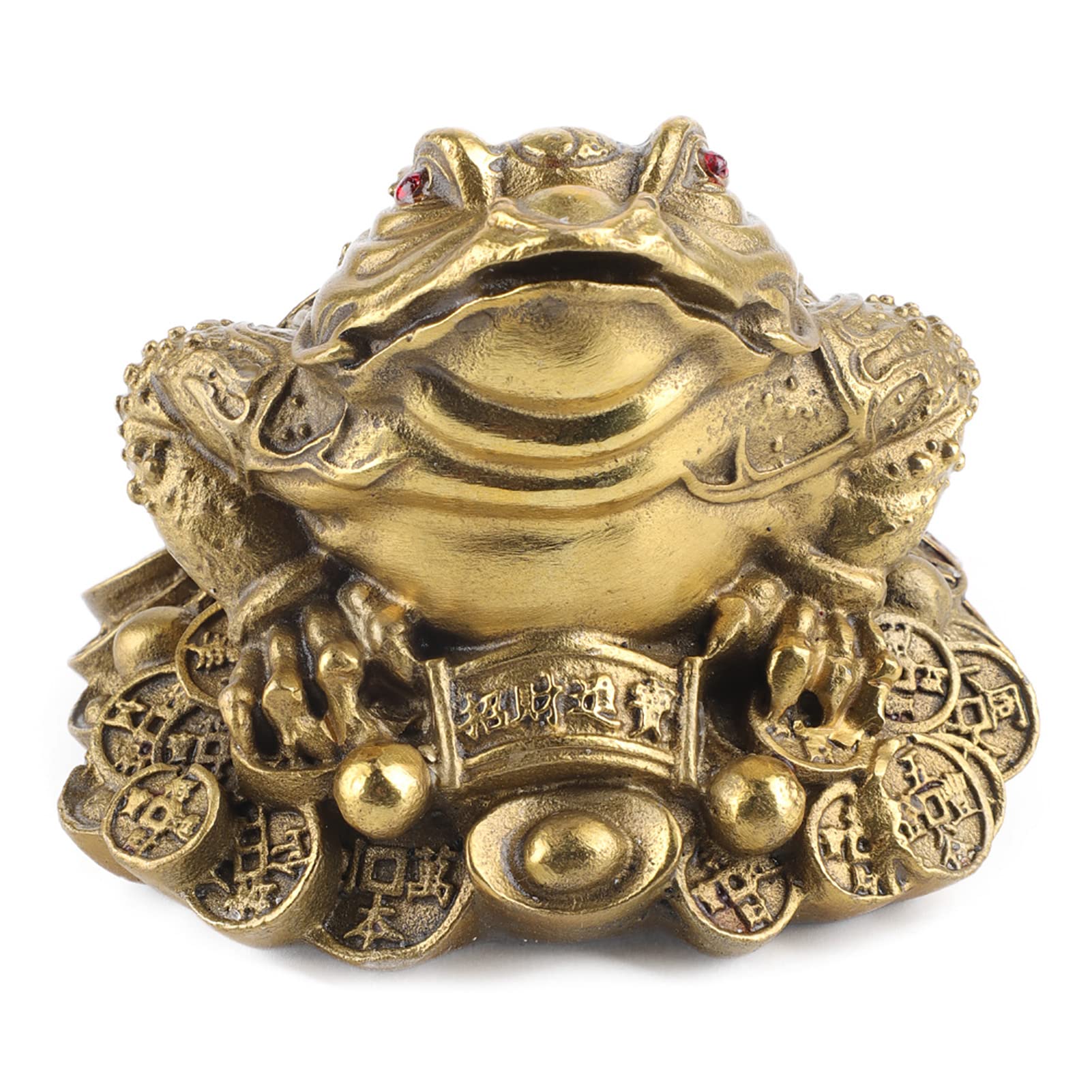 Chinese Feng Shui Frogs Brass Golden Toads Threelegged Statue Money Frogs Wealth Lucky Home Office Decoration Toads Lucky Pray Decoration(M)