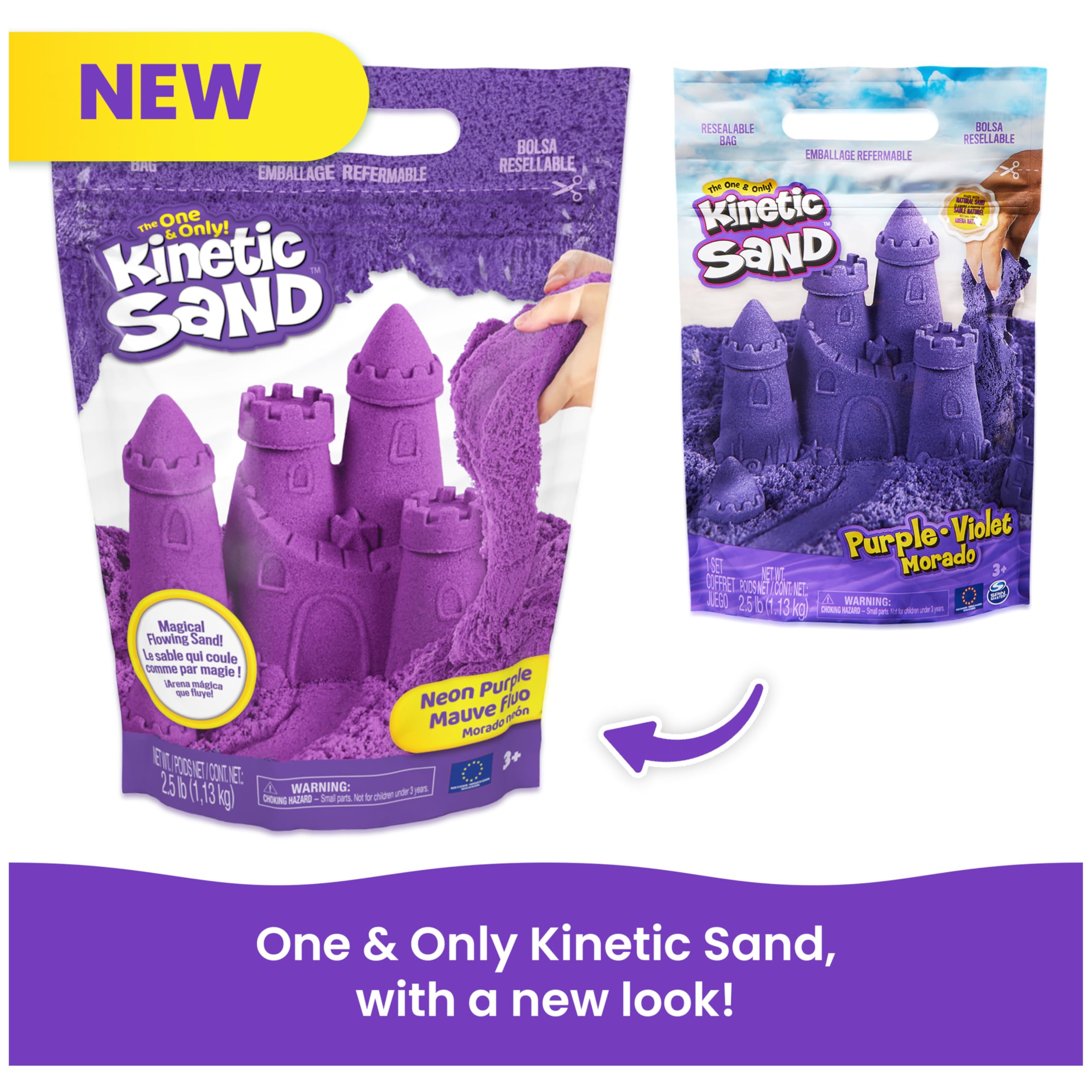 Kinetic Sand, 2.5lbs Purple Play Sand, Amazon Exclusive, Resealable Bag (Packaging May Vary), Sensory Toys, Holiday Gifts & Stocking Stuffers for Kids Ages 3 and up