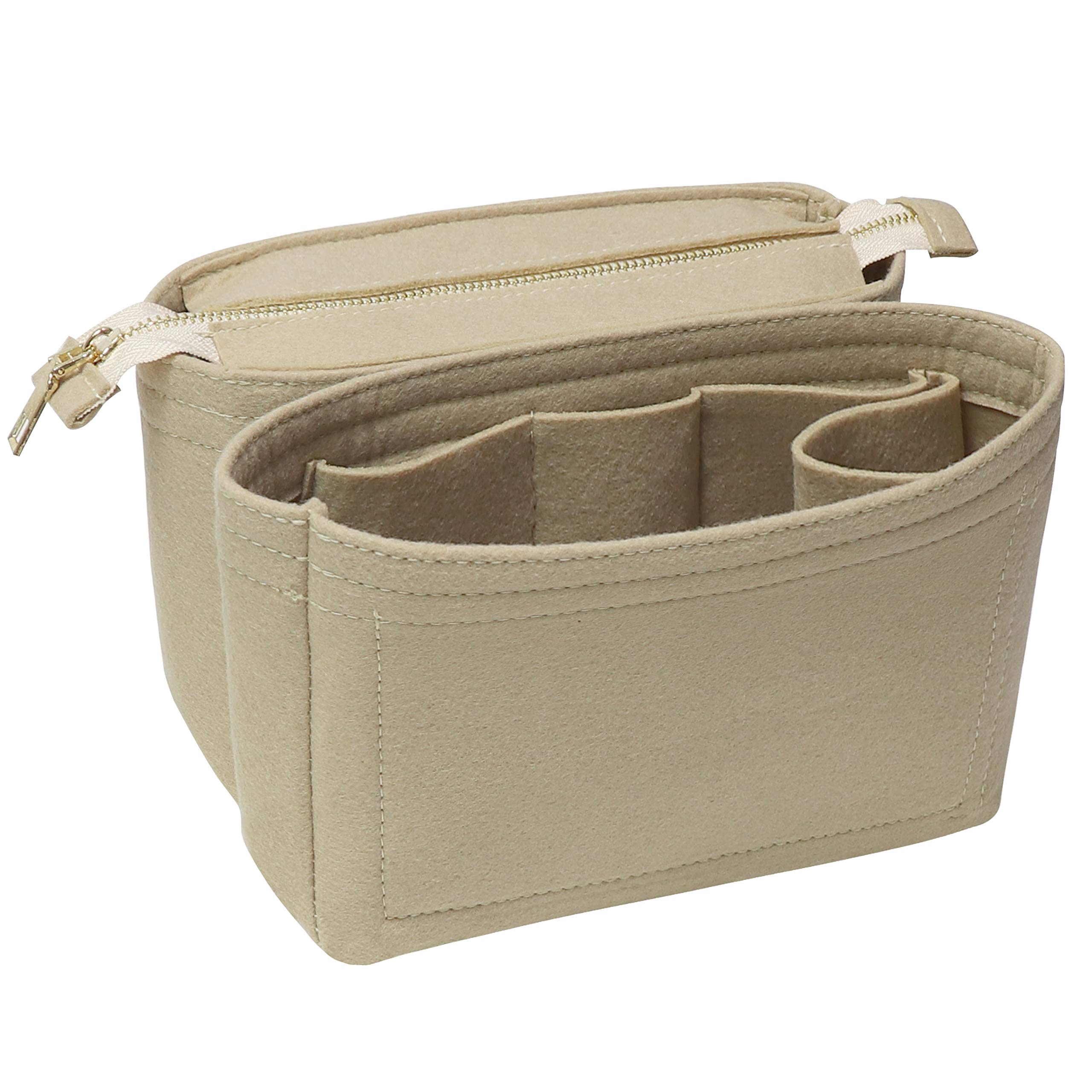 Soyizom Felt Bag Organizer Insert for Tote & Bucket Bags - 2 Pack - Beige
