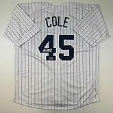 Facsimile Autographed Gerrit Cole New York Pinstripe Reprint Laser Auto Baseball Jersey Size Men's XL