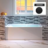 WOODBRIDGE 60" Acrylic Rectangular Alcove Soaking Bathtub in White with Right Drain, Matte Black Pop-Up Drain Included BA6030