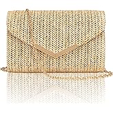 Larcenciel Clutch Purse for Women, Trendy Envelope Evening Handbag Party Bag & Chain for Wedding Prom Cocktail Night Vacation
