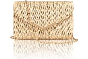 Larcenciel Clutch Purse for Women, Vegan Evening Bag with Chain Strap, Envelope Clutch Handbag Elegant Crossbody Shoulder