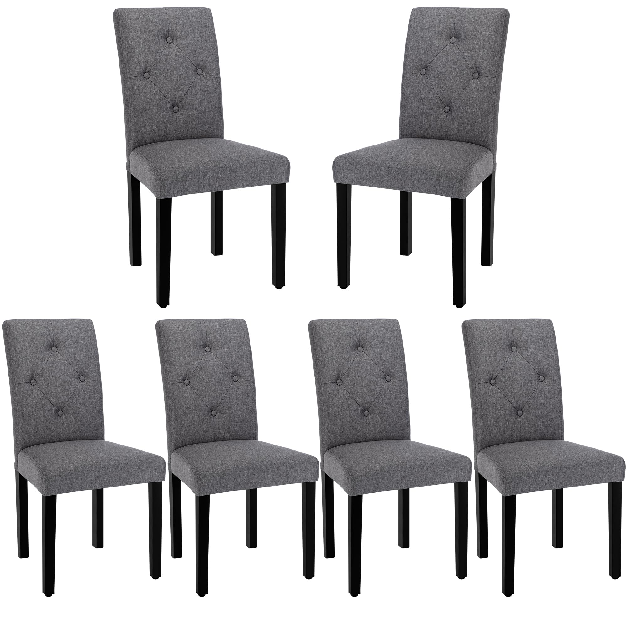 Photo 1 of *** THREE OF SIX ***VECELO Upholstered Dining Chairs Set of 6, Modern Fabric and Solid Wood Legs &High Back for Kitchen/Living Room- Dark Gray