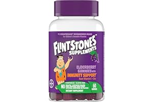 Flintstones Vitamins Elderberry Gummies for Kids with Immunity Support from Vitamin C & Zinc, Immune Support Gummies, Multivitamin for Kids, Gluten Free, 60 Count